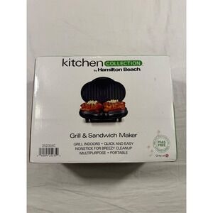 Kitchen Collection Grill & Sandwich Maker Black NEW Nonstick Portable